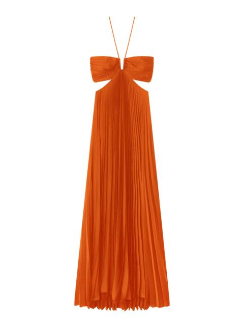 Moira Satin Pleated Maxi Dress
