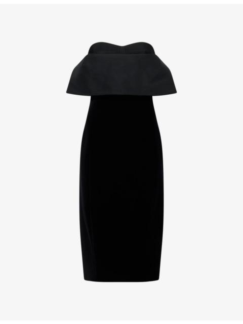 Sato Draped Bandeau Velour Midi Dress