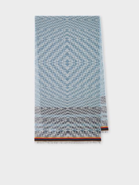 Blue 'Optical Diamond' Cotton-Modal Scarf