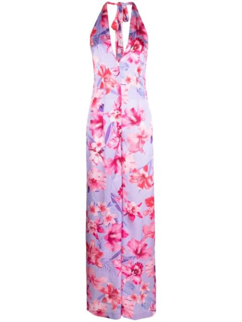 floral-print satin jumpsuit