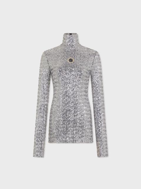 SEQUIN TURTLE-NECK TOP