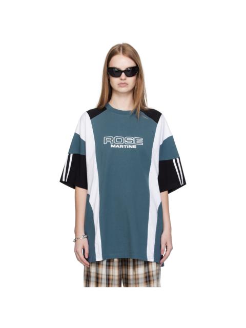 Blue Oversized Panelled T-shirt