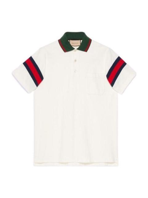 Gucci Cotton Jersey Polo With Web 'White' 713997-XJETR-9088