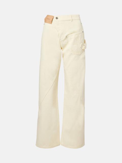 Twisted low-rise wide-leg jeans