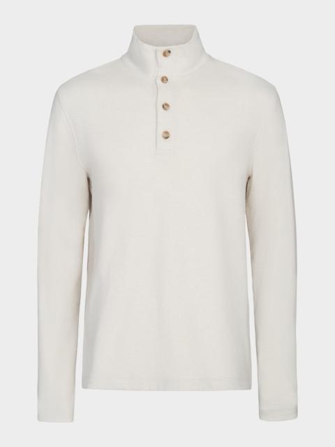 Men's Cotton Four-Button Mock Neck Sweater