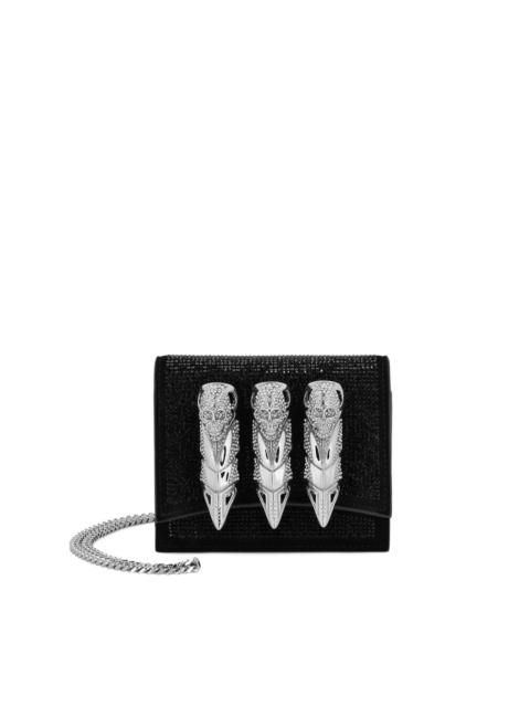 rhinestone-embellished clutch bag
