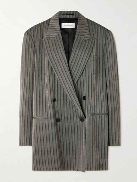 Oversized Double-breasted Striped Twill Blazer