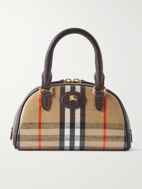 Mini Leather-trimmed Checked Coated-canvas Tote