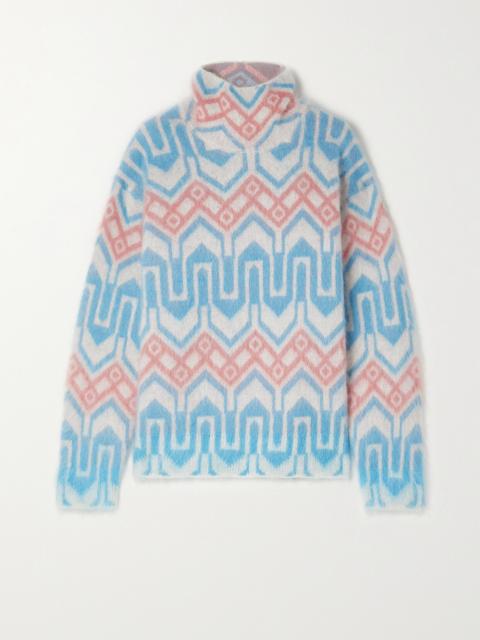 Jacquard-knit Mohair-blend Turtleneck Sweater