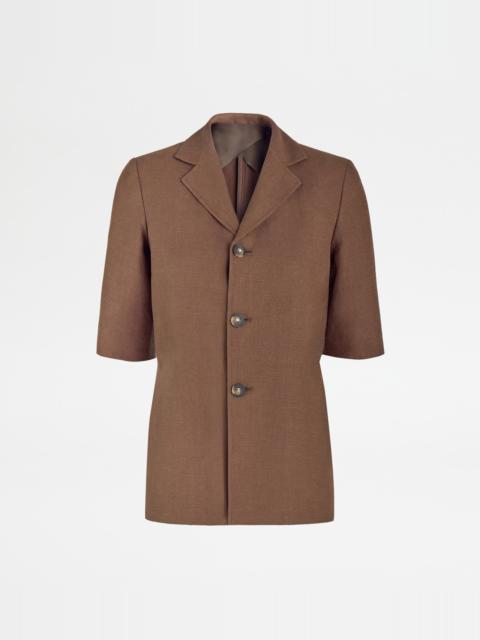 JACKET IN LINEN - BROWN