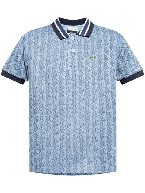 logo-embroidered monogram-jacquard polo shirt