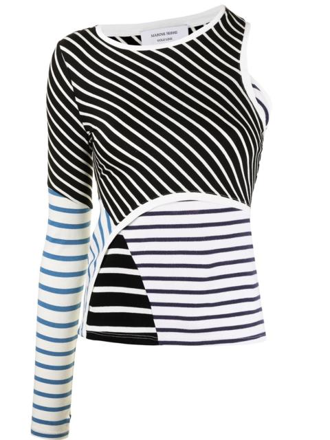 contrast-stripe cut-out top
