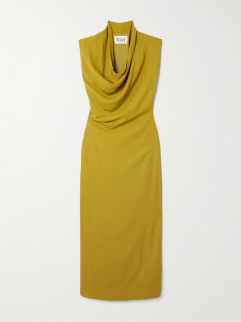 Babette Draped Crepe Maxi Dress