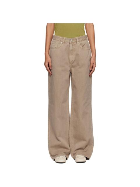 Beige Relaxed Wide Jeans