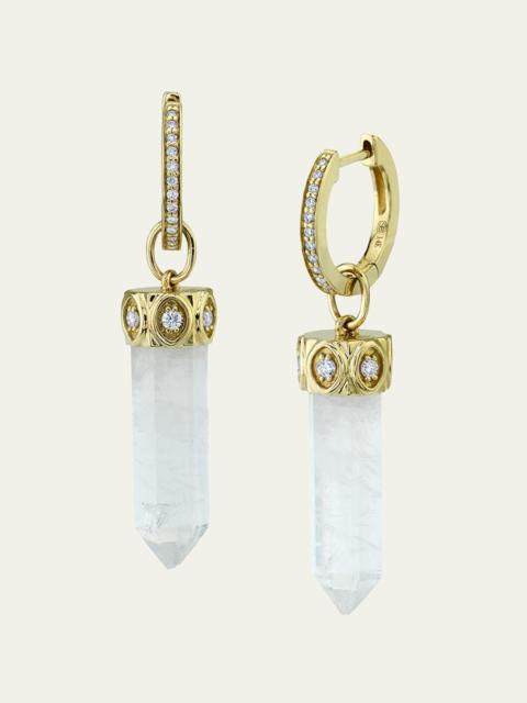 14k Yellow Gold Moonstone Crystal Earring, Single