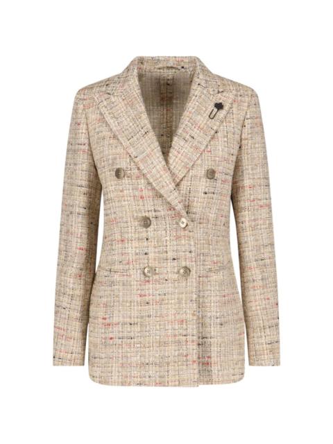 double-breasted tweed blazer