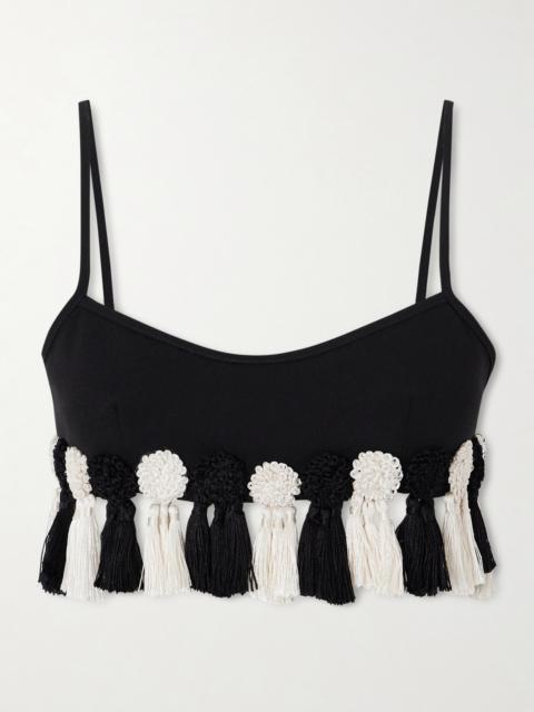 Folly Tasseled Wool-crepe Bralette
