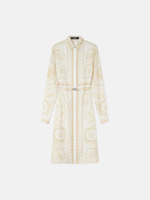 Printed Silk Twill Midi Shirt Dress
