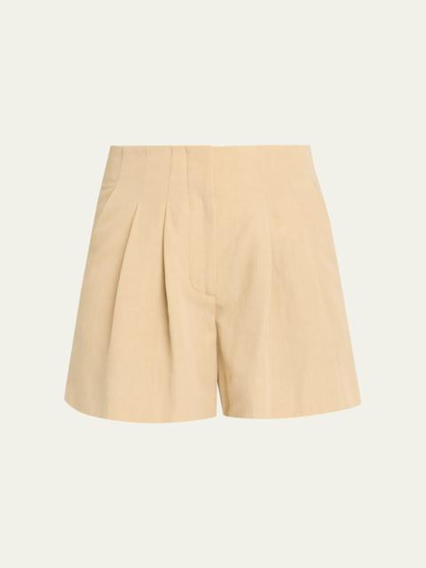 Gables Pleated Linen-Blend Shorts