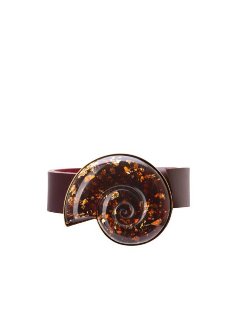 Nautilus shell-detail leather belt