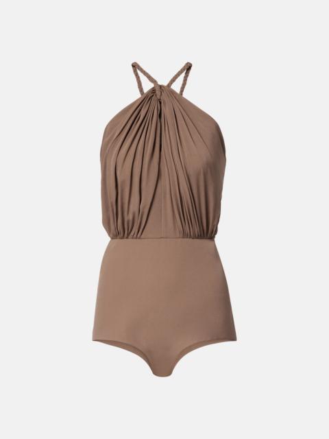 Gathered silk georgette bodysuit