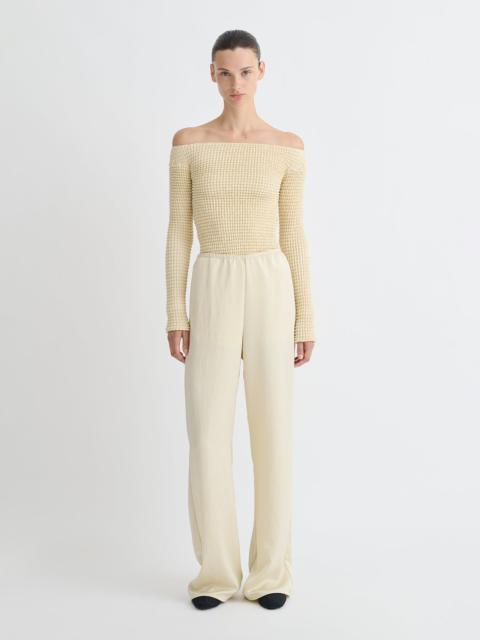 Ruched Glass Poplin Long Sleeved Tops