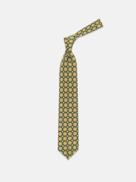 MADE-IN-ENGLAND GREEN MEDALLION FOULARD TIE