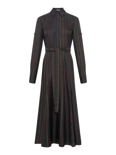 Galway Shirtdress in Charcoal Multi Pinstripe Silk Twill