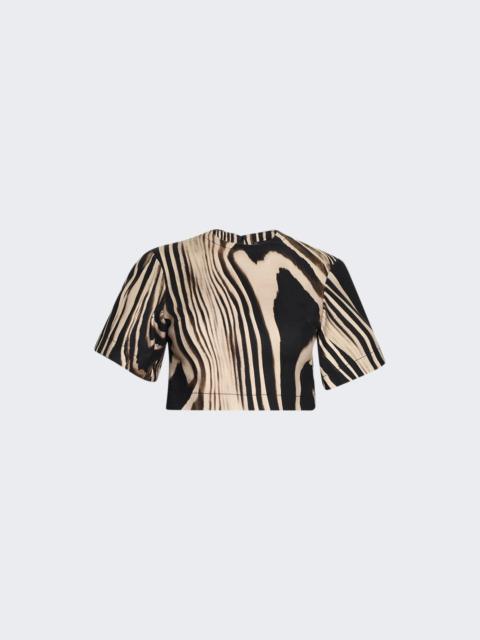 Zebra Print Crop Top Beige And Black