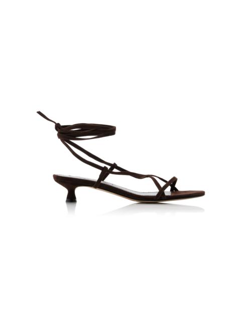 Paige Lace-Up Suede Sandals brown