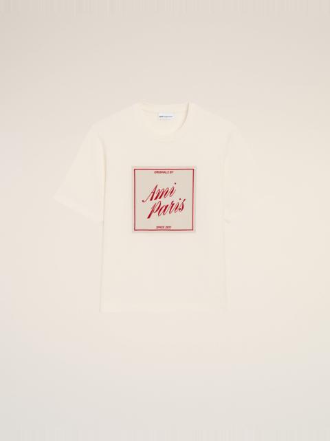 WHITE COTTON AMI PARIS HERITAGE PRINT T-SHIRT