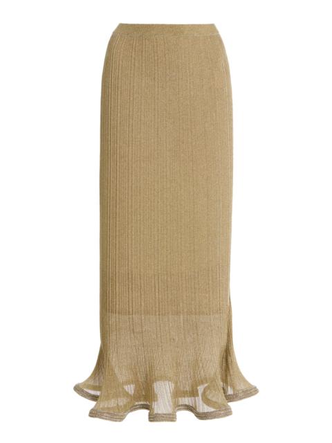 Brighton Metallic Plisse Midi Skirt gold