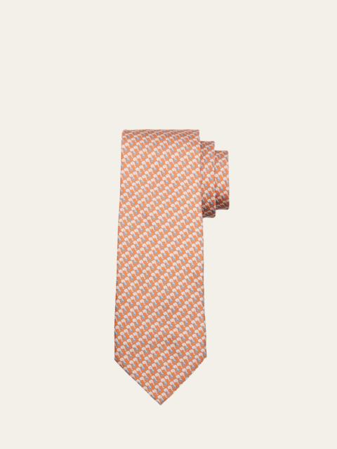 Men's Micro-Elephant and Gancio Print Tie