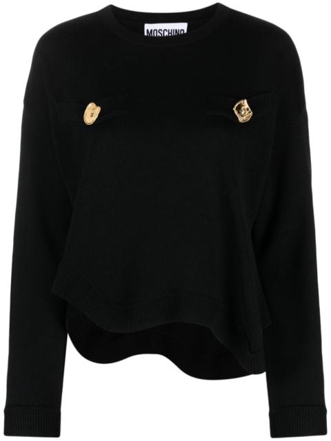 asymmetric-hem virgin wool jumper