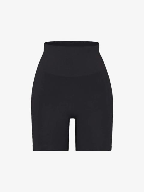 Smoothing mid-rise stretch-woven shorts