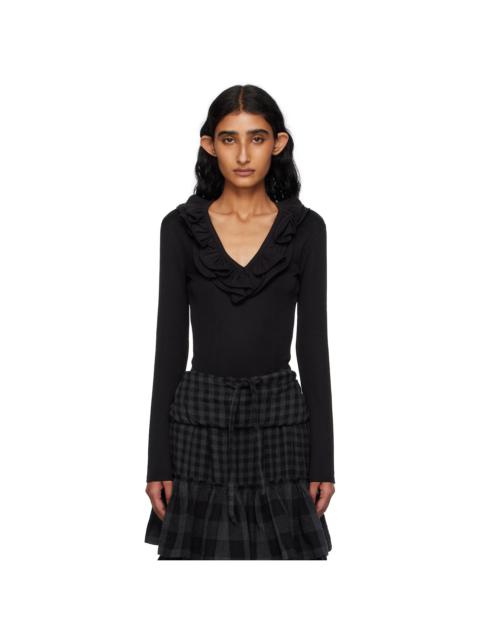 Black Ruffle Bodysuit