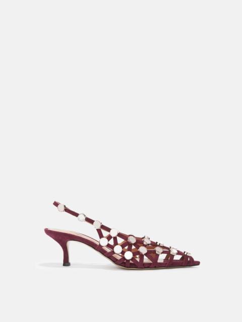 ''GRID'' BURGUNDY AND LIGHT PINK SLINGBACK