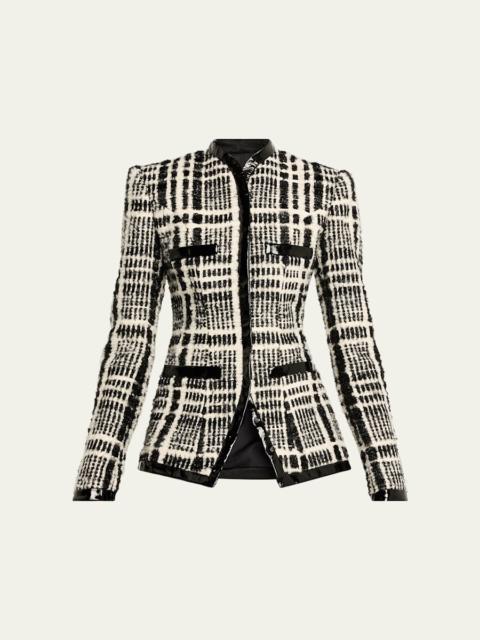 Check Tweed Single-Breasted Tailored Jacket