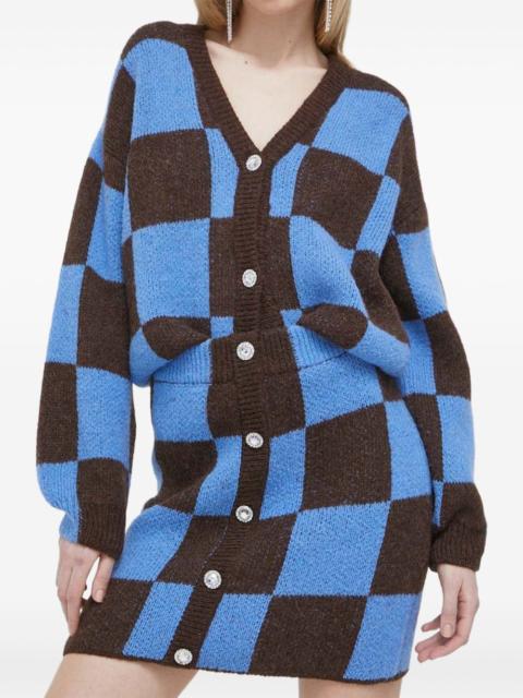 checkerboard button mini skirt