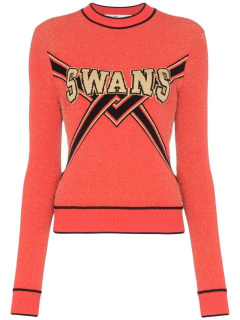 Swans intarsia lurex sweater