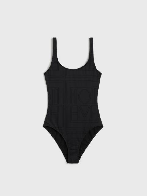 Monogram pointelle swimsuit black