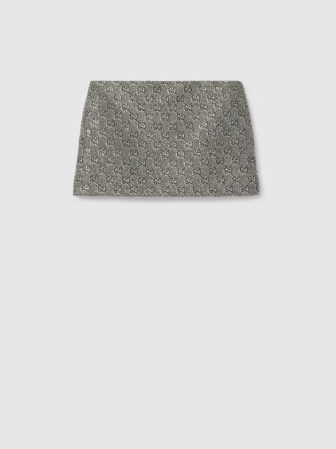 Embroidered GG wool tweed mini skirt