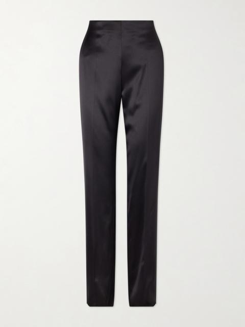 Silk-blend Duchesse Straight-leg Pants