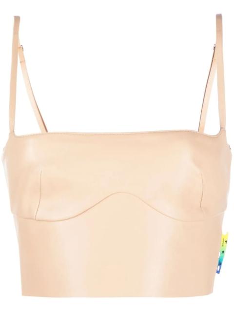 cropped leather bustier top