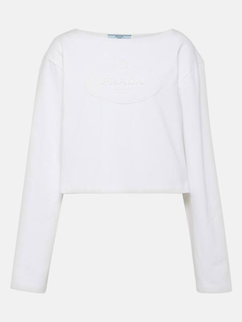 Logo cotton jersey crop top