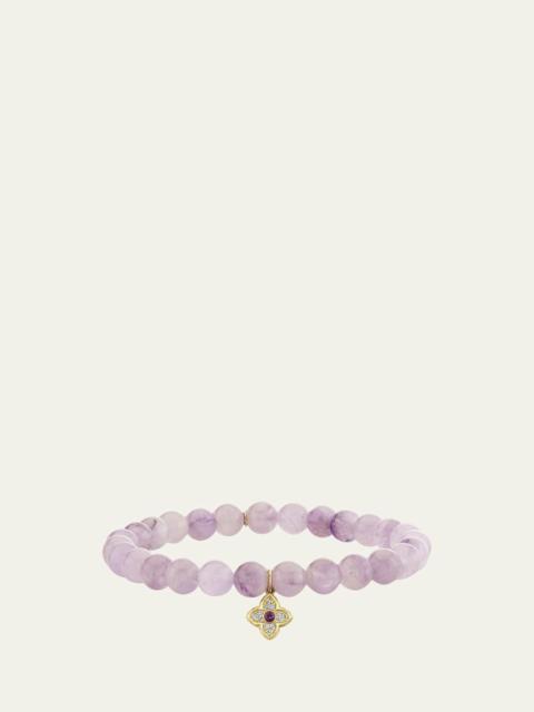 14K Gold Diamond Moroccan Flower on Amethyst Bracelet