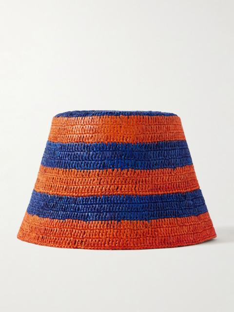 Striped raffia bucket hat Orange