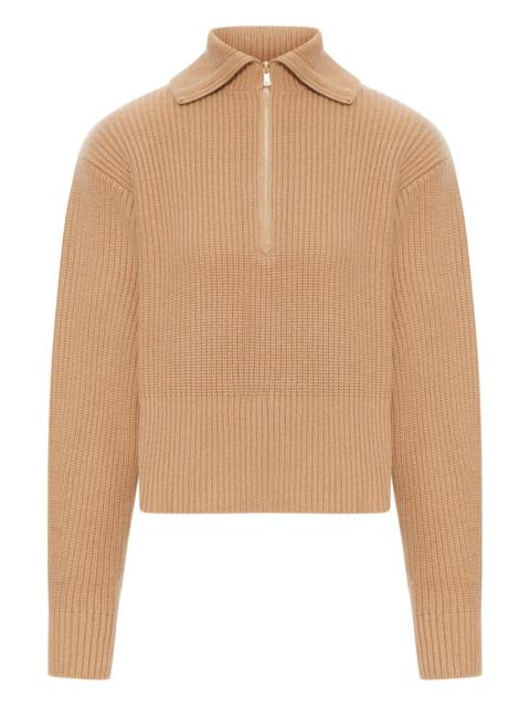 ribbed zip-neck sweater