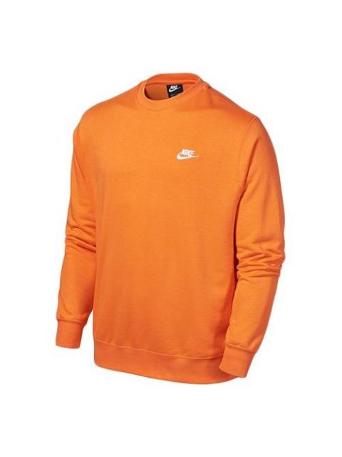 Men's Nike Sportswear NSW Club French Terry Casual Sports Round Neck Orange BV2667-837