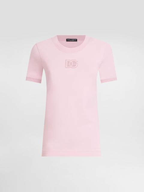 Jersey T-shirt with raised DG logo embroidery